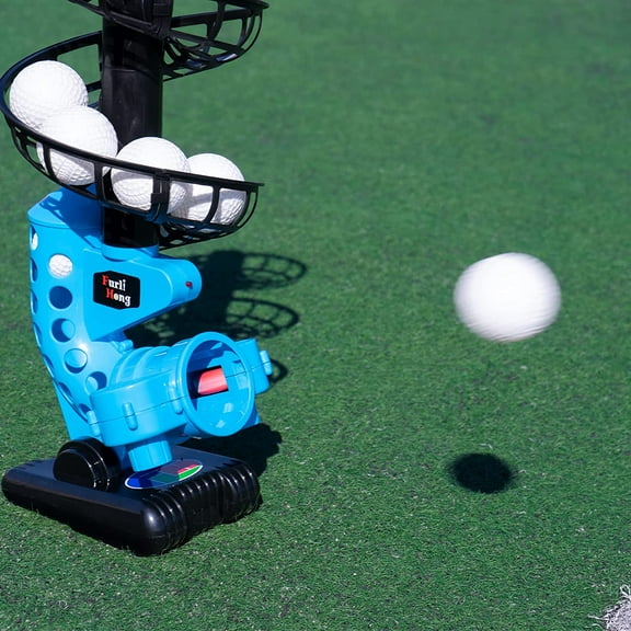 Furlihong 380BH Baseball Pitching Machine - Battery Powered, Angle Adjustable, Includes Bat and 12 Training Balls for Kids & Beginners