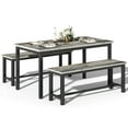 thumbnail image 1 of Furlinkhm Dining Room Table Set for 4, 47" Farmhouse Dining Table with Benches 3 Pieces Rectangular Kitchen & Dining Room Sets for Small Space, Restaurant, Apartment, Grey & Black, 1 of 7