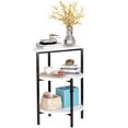 thumbnail image 1 of Furlinkhm Marble Side End Table, 3-Tier Sofa Side Table,Small Round Coffee Table Bedside Table, Corner Table w/Metal Frame for Living Room Bedroom, White+Black, 1 of 6