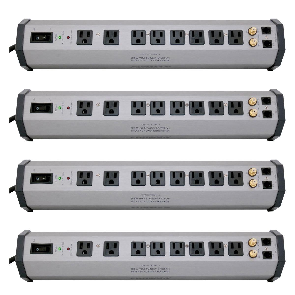 Furman PST-8 15A 8 Outlet Surge Suppressor Strip with SMP, LiFT & EVS 4-Pack