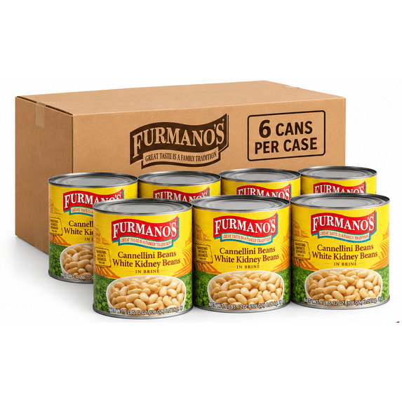 Furmano’s Cannellini White Kidney Beans in Brine, #10 Can, 108 oz, 6 ...