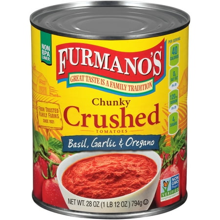 Furmano's Crushed Tomatoes with Basil, Garlic, Oregano, 28oz, Can