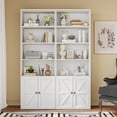 thumbnail image 1 of Furmax 1 Piece 4-Shelf Farmhouse Bookcases 4-Tier Bookshelf with Adjustable Shelves&Doors,Storage Cabinet for Home Living room,Kitchen,Office,White, 1 of 7
