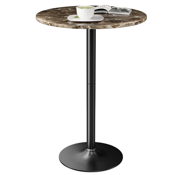 Furmax 1 Piece Round 23.85”Pub Dining Table Brown & Black, Bar Table for Kitchen, Bar & Living Room