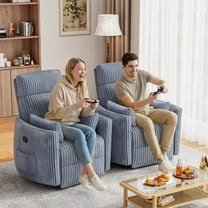 Furmax 360° Swivel Recliner Power Massage Rocker Chair Adult Glider Rocker with 2 Comfy Pillows for Nursery,Corduroy Gray