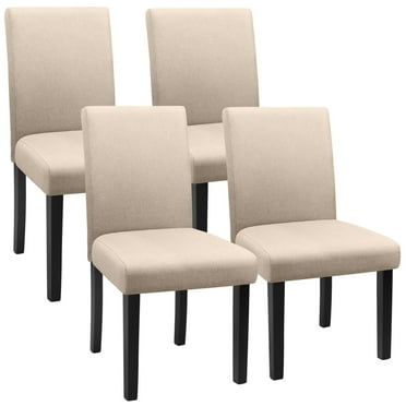 Furmax 4-Piece Upholstered Dining Chair with Wooden Legs, Fabric, Beige