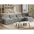 thumbnail image 1 of Furmax 4 Seats U-Shaped Cloud Couch Sectional Sofa with 2 Movable Ottomans for Living Room, Fabric Convertible Modular Couch, Gray, 1 of 7
