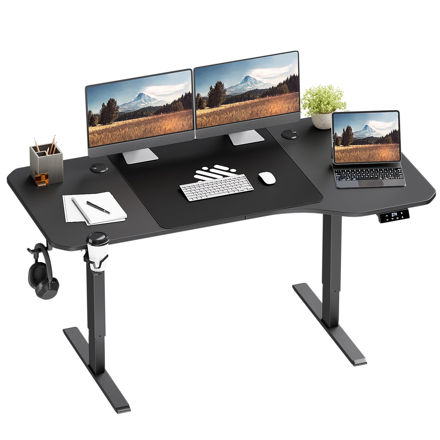 Furniwell 63 Electric Height Adjustable Standing Desk T-shaped Comput