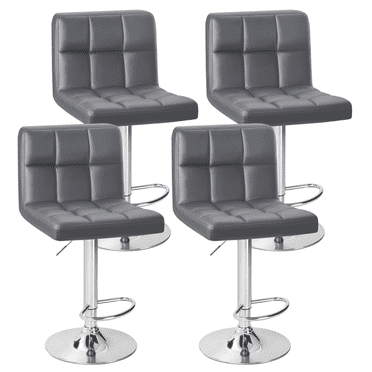 Furmax Adjustable Armless Swivel Mid-Back Bar Stools, Gray (Set of 4)