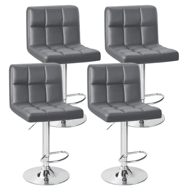 Furmax Adjustable Armless Swivel Mid-Back Bar Stools, Gray (Set of 4)