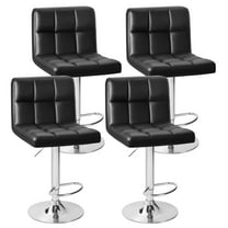 Furmax Adjustable Swivel Bar Stools, Armless, PU Leather, Black (Set of 4)