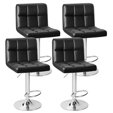 Furmax Adjustable Swivel Bar Stools, Armless, PU Leather, Black (Set of 4)