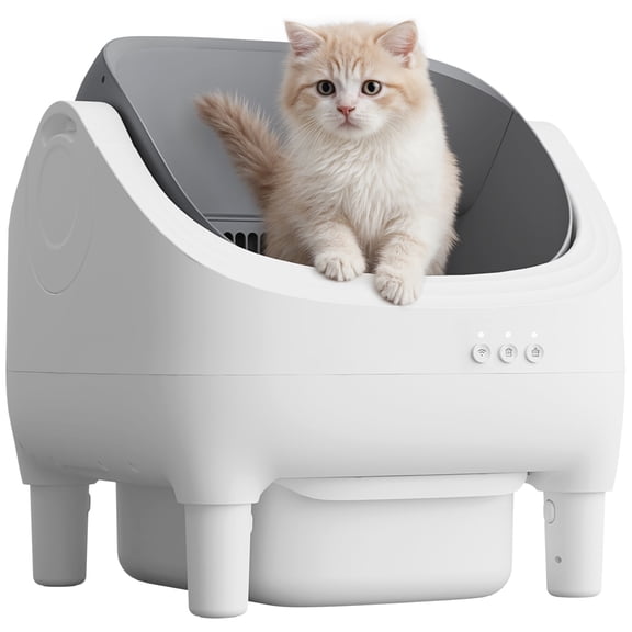 Furmax Automatic Cat Litter Box Self Cleaning – Smart WiFi App Control, Open Top Design, 15L Large Capacity, Odor Control, Quiet Litter Box for Multiple Cats (Gray)