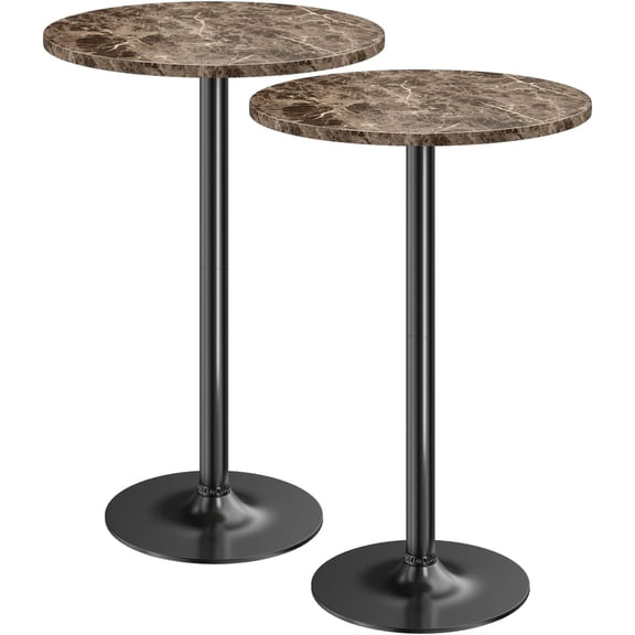 Furmax Bistro Pub Table Round Bar Height Cocktail Table for Home Bar, Round Bar Tables for Party, Dining Room, Living Room and Wedding, Metal Base MDF Top, 40.6 Inch Height (2, Faux Marble)