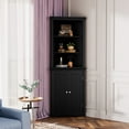 thumbnail image 1 of Furmax Corner Bookcase with Storage, Corner Bookshelf Stand Storage Rack for Living Room, Home Office, Kitchen, Small Space,Black, 1 of 7