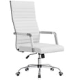 thumbnail image 1 of Furmax Faux Leather Office Chair with Lumbar Support and Armrest, High-Back Swivel Conference Chair, White, 1 of 7