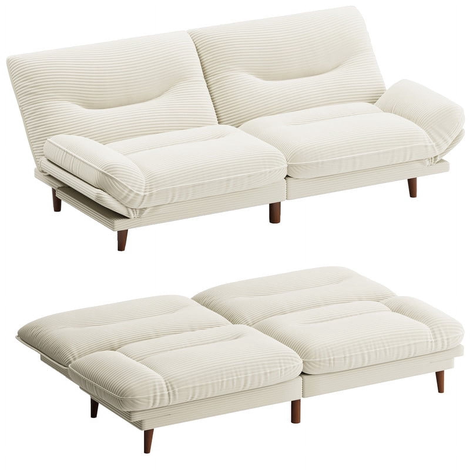 Furmax Futon with Five Angles Adjustable Armrests and Adjustable Backrest Futon Sofa Couch for Small Spaces Living Room Office,Beige