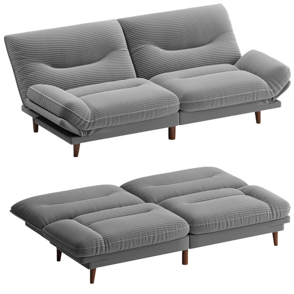 Furmax Futon with Five Angles Adjustable Armrests and Adjustable Backrest Futon Sofa Couch for Small Spaces Living Room Office,Dark Gray
