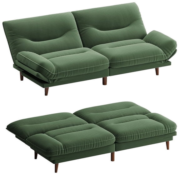 Furmax Futon with Five Angles Adjustable Armrests and Adjustable Backrest Futon Sofa Couch for Small Spaces Living Room Office,Green
