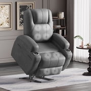 Furmax Electric Power Lift Leathaire Recliner Chair with Massage for Bedroom,Gray