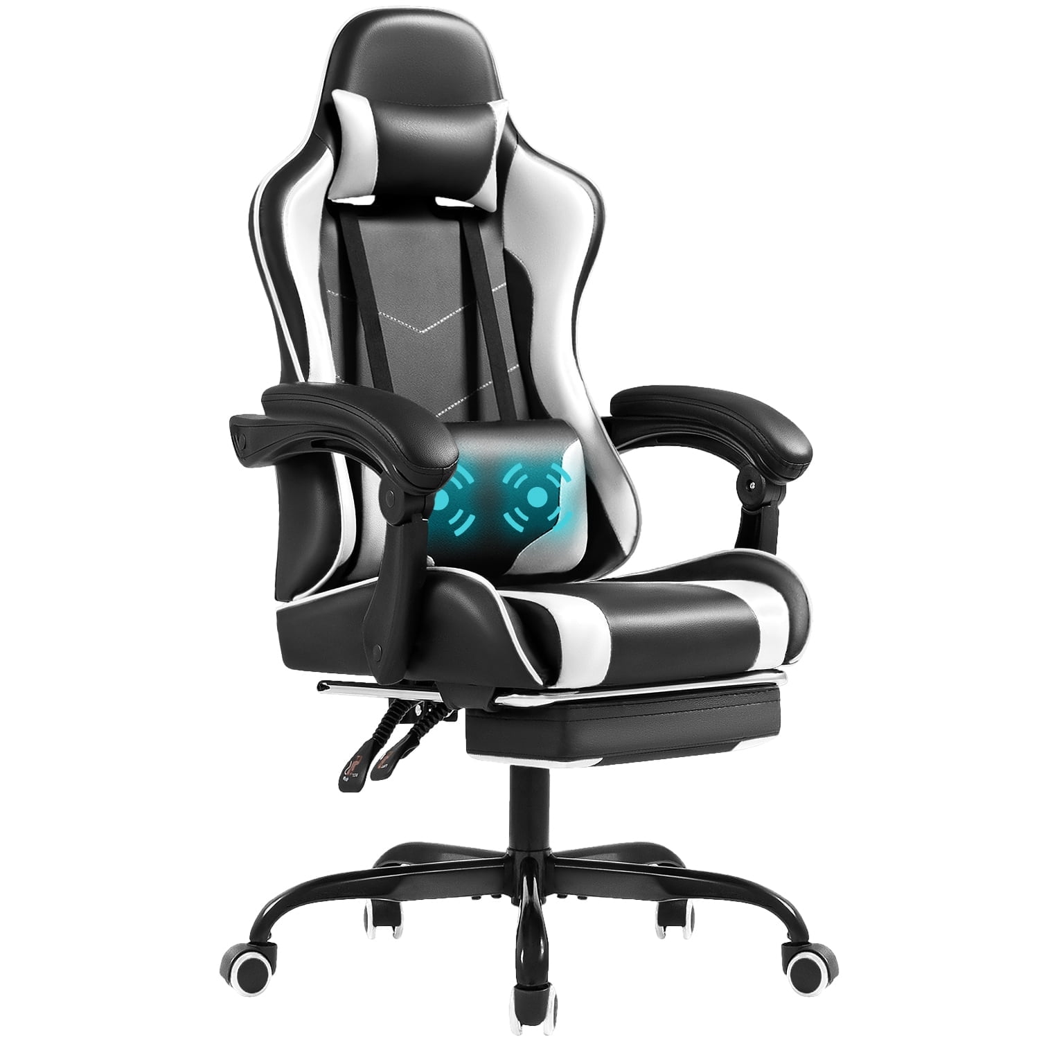 Furmax Gaming Chair: High Back, Ergonomic w/ Massage, Footrest, PU Leather, Lumbar Support - White - Walmart.com Furmax Gaming Chair: High Back, Ergonomic w/ Massage, Footrest, PU Leather, Lumbar Support - White - Walmart.com