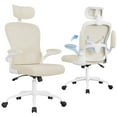 thumbnail image 1 of Furmax High Back Office Chair Ergonomic Mesh Desk Chair with Adjustable Lumber Support, Headrest and Flip up Armrest, Beige, 1 of 7