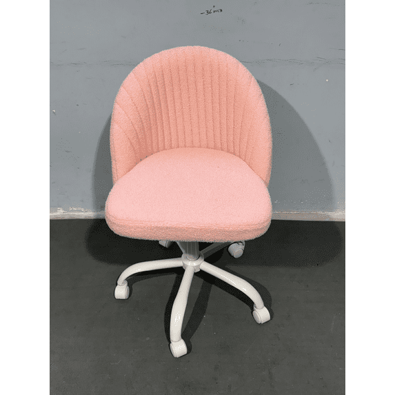 Furmax Home Office Chair Adjustable Vanity Chairs Mid Back Rolling Task Chairs,Teddy Velvet,Pink
