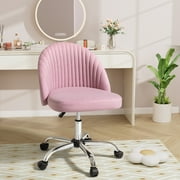 Furmax Home Office Chairs with Adjustable Height, Comfortable Swivel Rolling Chair for Office Study Bedroom Living Room, Pink
