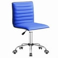 thumbnail image 1 of Furmax Leather Swivel Office Chair - Mid Back Vanity Chair for Makeup Desk, Armless Ribbed Task Chair with Ergonomic Support (Blue), 1 of 7