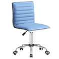 thumbnail image 1 of Furmax Leather Swivel Office Chair - Mid Back Vanity Chair for Makeup Desk, Armless Ribbed Task Chair with Ergonomic Support (Light Blue), 1 of 7