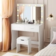 thumbnail image 1 of Furmax Makeup Vanity Table Set with Lights and Mirror Vanity Desk with Drawer and Chair, White, 1 of 8
