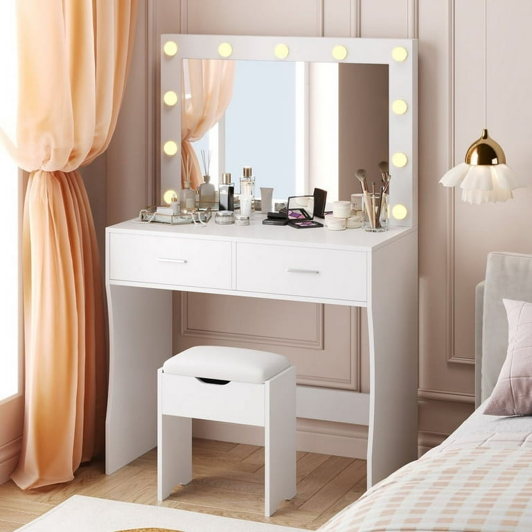 Furmax Bedroom Vanity Table Set with LED Lights, Mirror