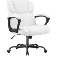 thumbnail image 1 of Furmax Mid Back Executive Office Swivel Computer Task Armrests Ergonomic Leather-Padded Desk Chair with Lumbar Support, White, 1 of 6