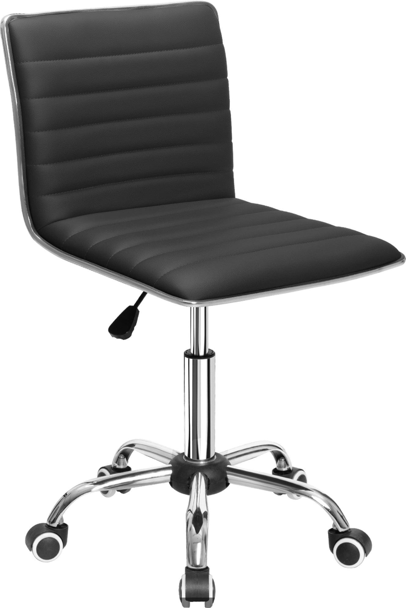 Furmax Mid Back Faux Leather Office Desk Computer Task Chair, with Armless, Black