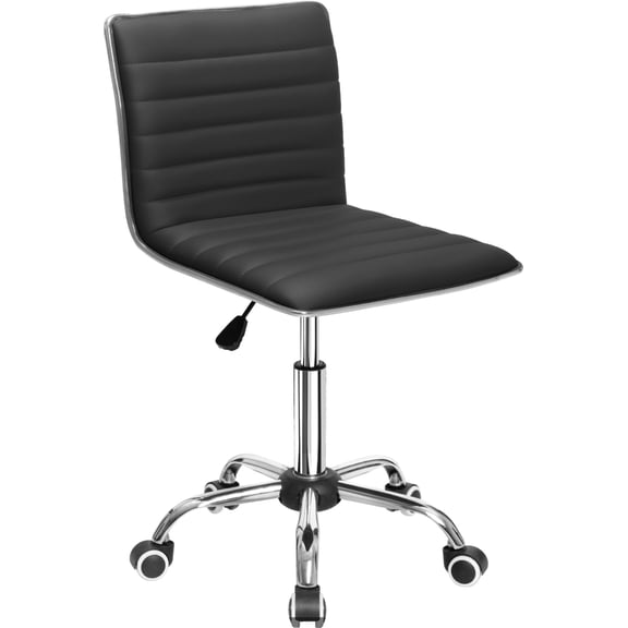 Furmax Mid Back Faux Leather Office Desk Computer Task Chair, with Armless, Black