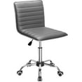 thumbnail image 1 of Furmax Leather Swivel Office Chair - Mid Back Vanity Chair for Makeup Desk, Armless Ribbed Task Chair with Ergonomic Support (Gray), 1 of 7