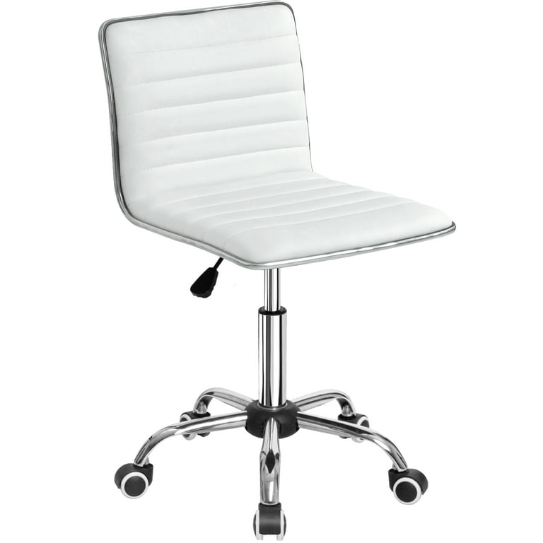 Furmax Mid Back Faux Leather Office Desk Computer Task Chair, with Armless,  White