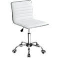 thumbnail image 1 of Furmax Leather Swivel Office Chair - Mid Back Vanity Chair for Makeup Desk, Armless Ribbed Task Chair with Ergonomic Support (White), 1 of 7