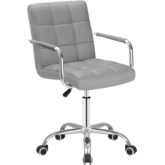 Furmax Mid-Back Office Chair Ribbed PU Leather Executive Chair, Gray