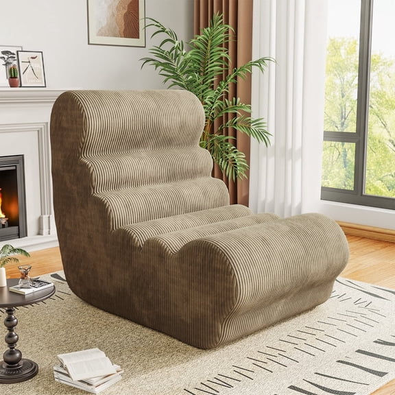 Furmax Bean Bag Sofa Modern Tufted, Dense Sponge Lazy Sofa, Suitable for Living Room, Bedroom and Apartment, Brown
