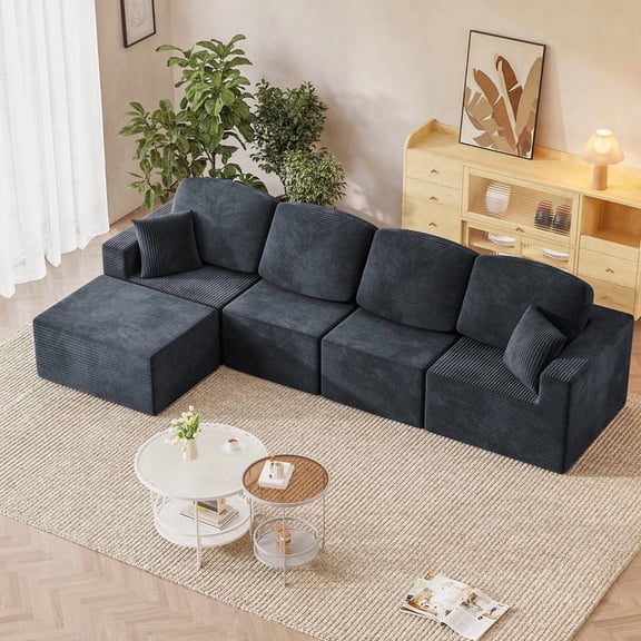 Furmax Modular L-Shaped Sectional Sofa ā Tool-Free Assembly Multi-Seat Sofa Set for Living Room, Boneless Design Furniture