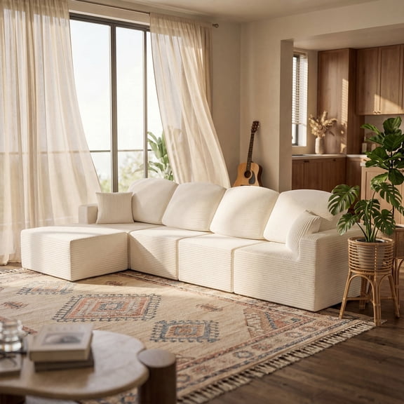 Furmax Modular L-Shaped Sectional Sofa – Tool-Free Assembly Multi-Seat Sofa Set for Living Room, Boneless Design Furniture