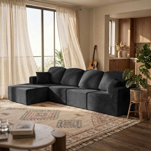 Furmax Modular L-Shaped Sectional Sofa – Tool-Free Assembly Multi-Seat Sofa Set for Living Room, Boneless Design Furniture