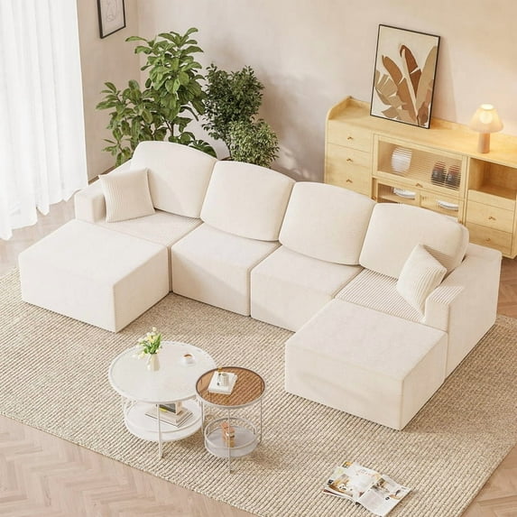 Furmax Modular U-Shaped Sectional Sofa – Tool-Free Assembly Multi-Seat Sofa Set for Living Room, Boneless Design Furniture