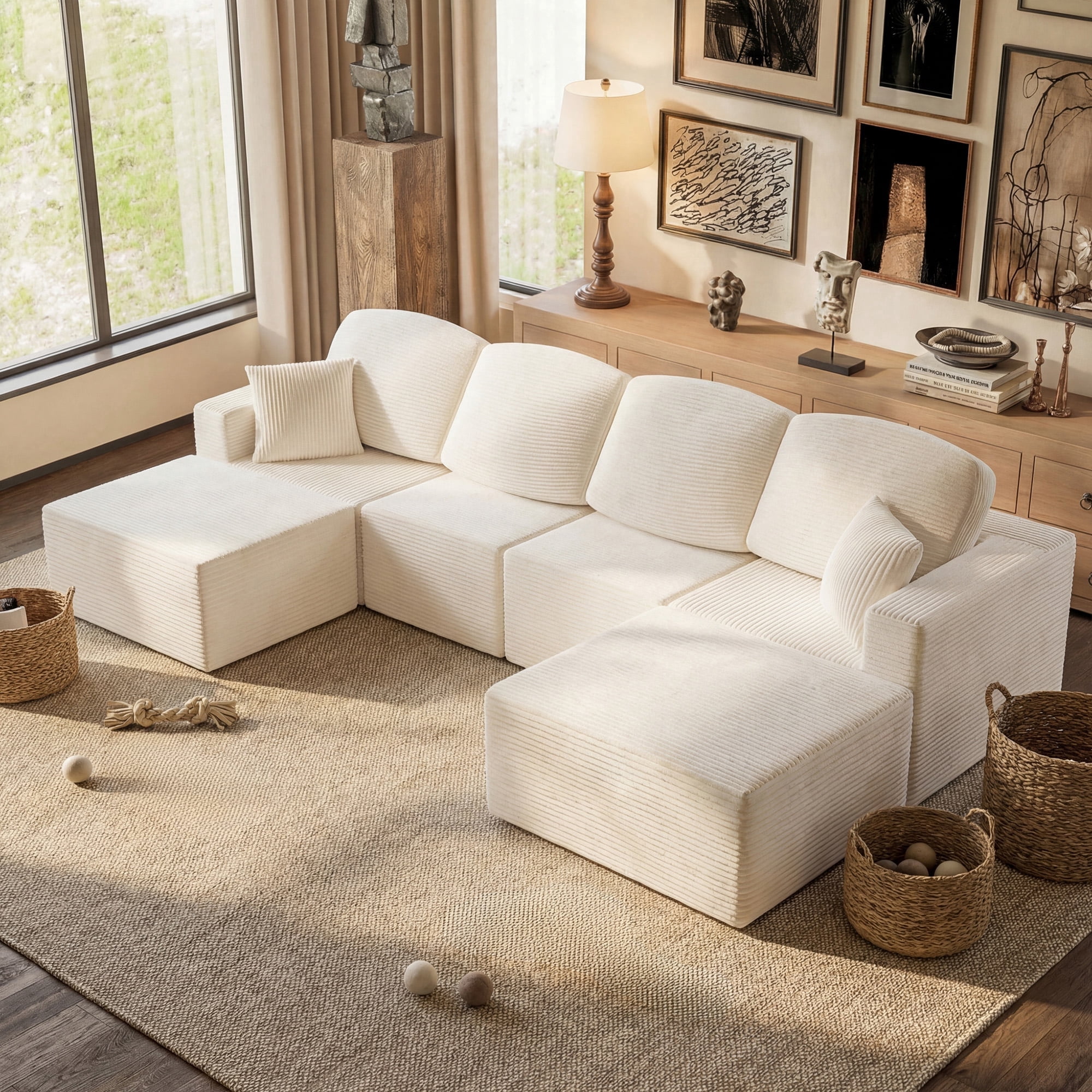 Furmax Modular U-Shaped Sectional Sofa – Tool-Free Assembly Multi-Seat Sofa Set for Living Room, Boneless Design Furniture