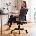 thumbnail image 1 of Lacoo Office Chair Mid Back Swivel Lumbar Support Desk Chair, Height Adjustable Computer Ergonomic Mesh Chair with Armrest, Black, 1 of 7