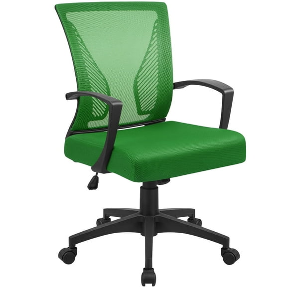 Furmax Office Chair Mid Back Swivel Lumbar Support Desk Chair, Height Adjustable Computer Ergonomic Mesh Chair with Armrest, Green