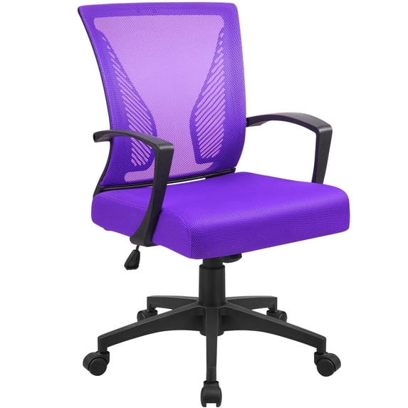 Furmax Office Chair Mid Back Swivel Lumbar Support Desk, Computer Ergonomic Mesh Chair with Armrest, Purple