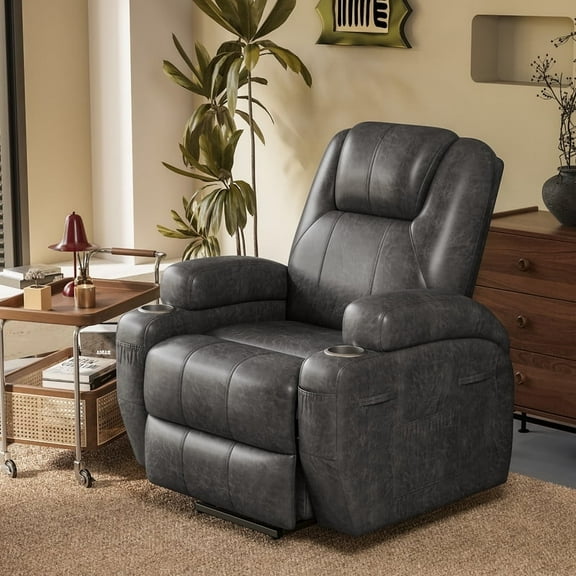 Furmax Power Lift Leathaire Fabric Recliner Chair Massage Recliner Sofa for Bedroom,Black