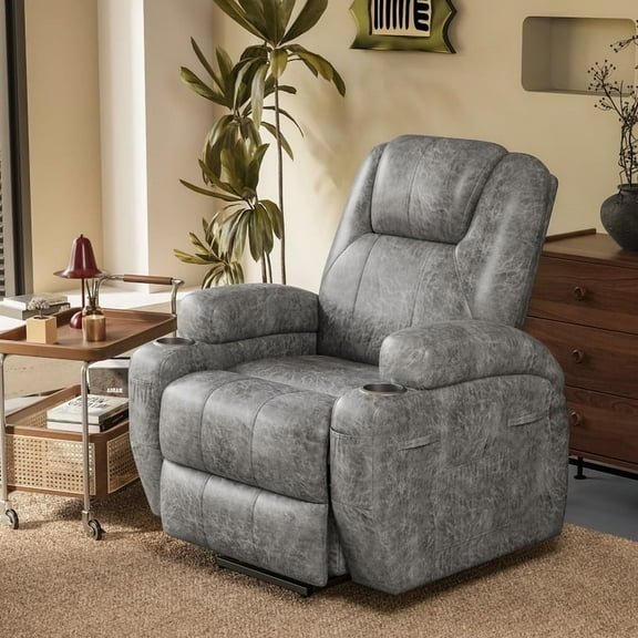 Furmax Power Lift Leathaire Fabric Recliner Chair Massage Recliner Sofa for Bedroom,Gray